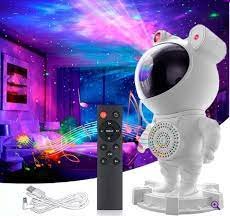 Luminária Astronauta Projetor De Galáxia Estrelas Luz Som Bluetooth USB Alto Falante - Imagem 3
